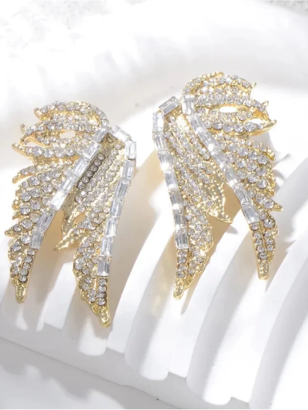 Crystal Angel Wing Statement Earrings - Women Jewelry